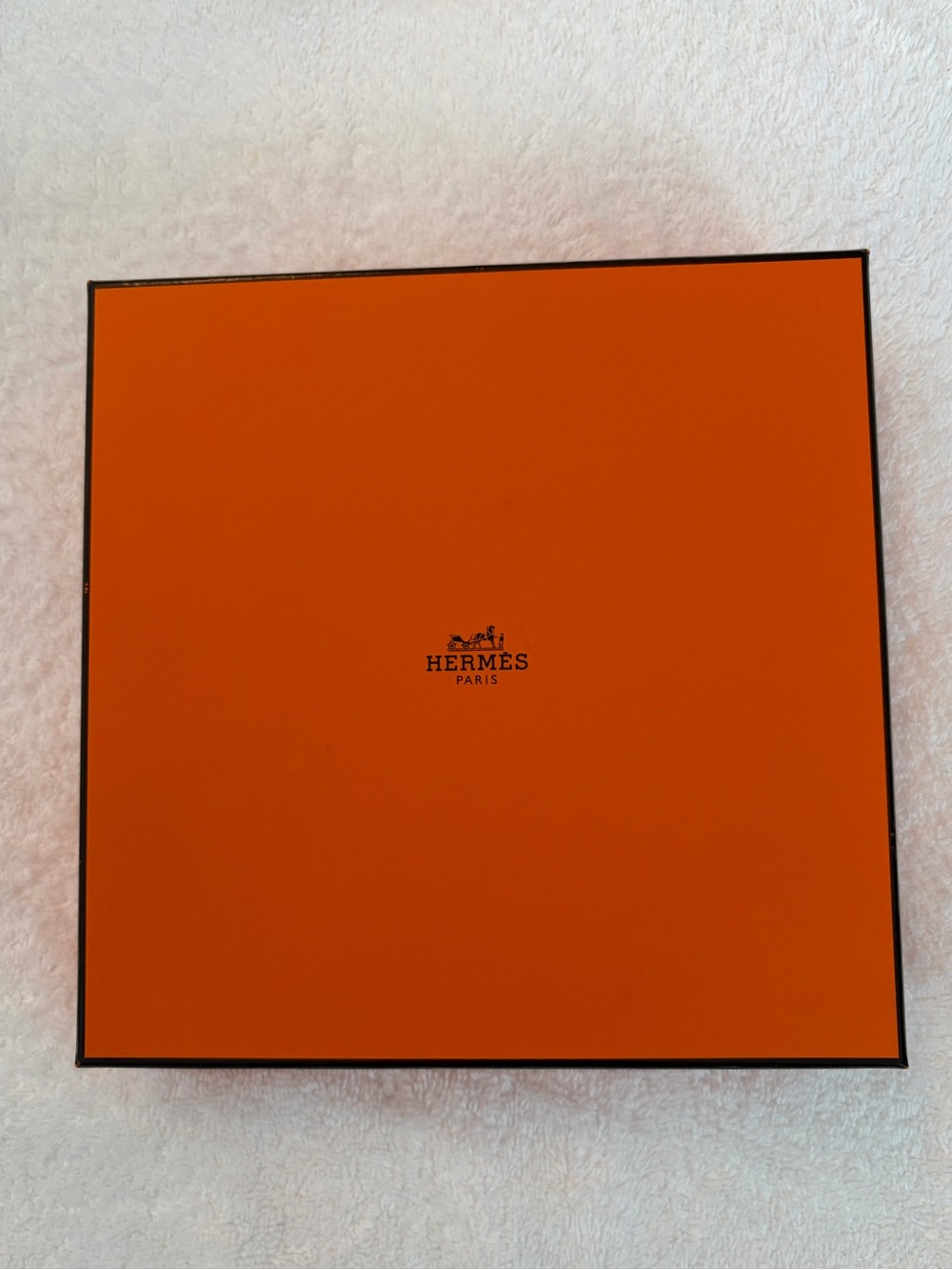 Hermès Authentic Square Orange Gift Box & Ribbon Set
